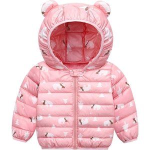 Boy Hoodie Puffer Jacket Cute Dinosaur Cotton Coats Winter Windproof Snowsuits